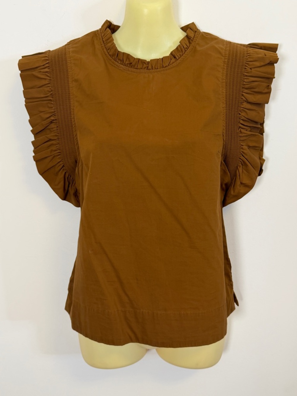 English Factory Ruffle Sleeve Brown Blouse